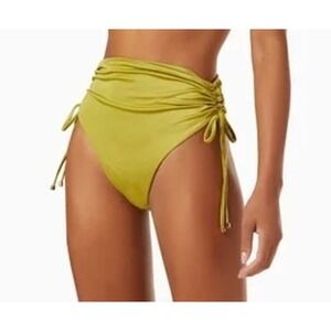 Agua Bendita Etta Bikini Bottom Moss Green Ruched High Waist Tie Side